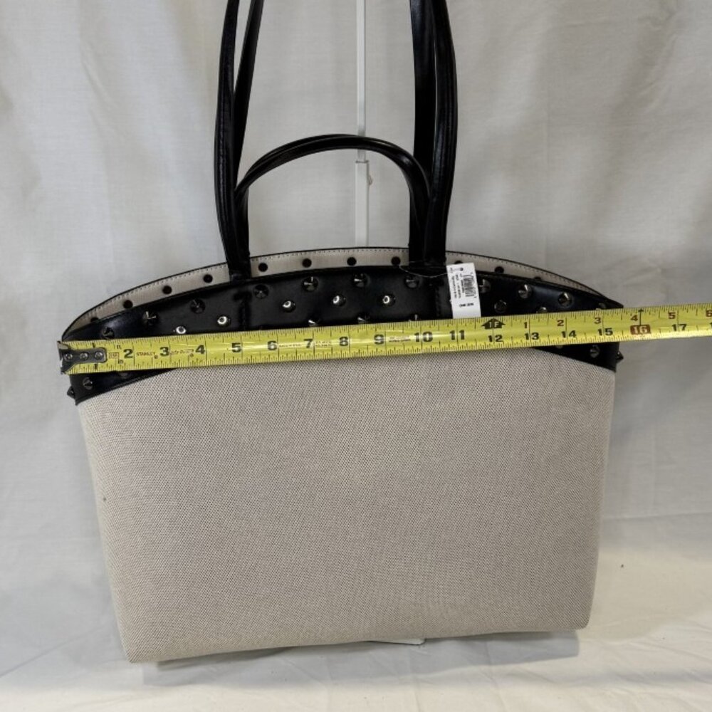 GAP, Studded East-West Canvas Tote Bag, Black Vegan Leather Trim, NWT - Picture 11 of 14